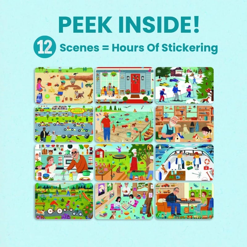 CUPKIN Sticker Book for Kids 2-4, 500+ Kids Stickers, Spending Time with Grandpa by , 12 Coloring Pages, 12 Scenes, Fun Toddler Travel Activity Coloring and Sticker Books for Children Ages 4-8 + 8-10 - Image 5